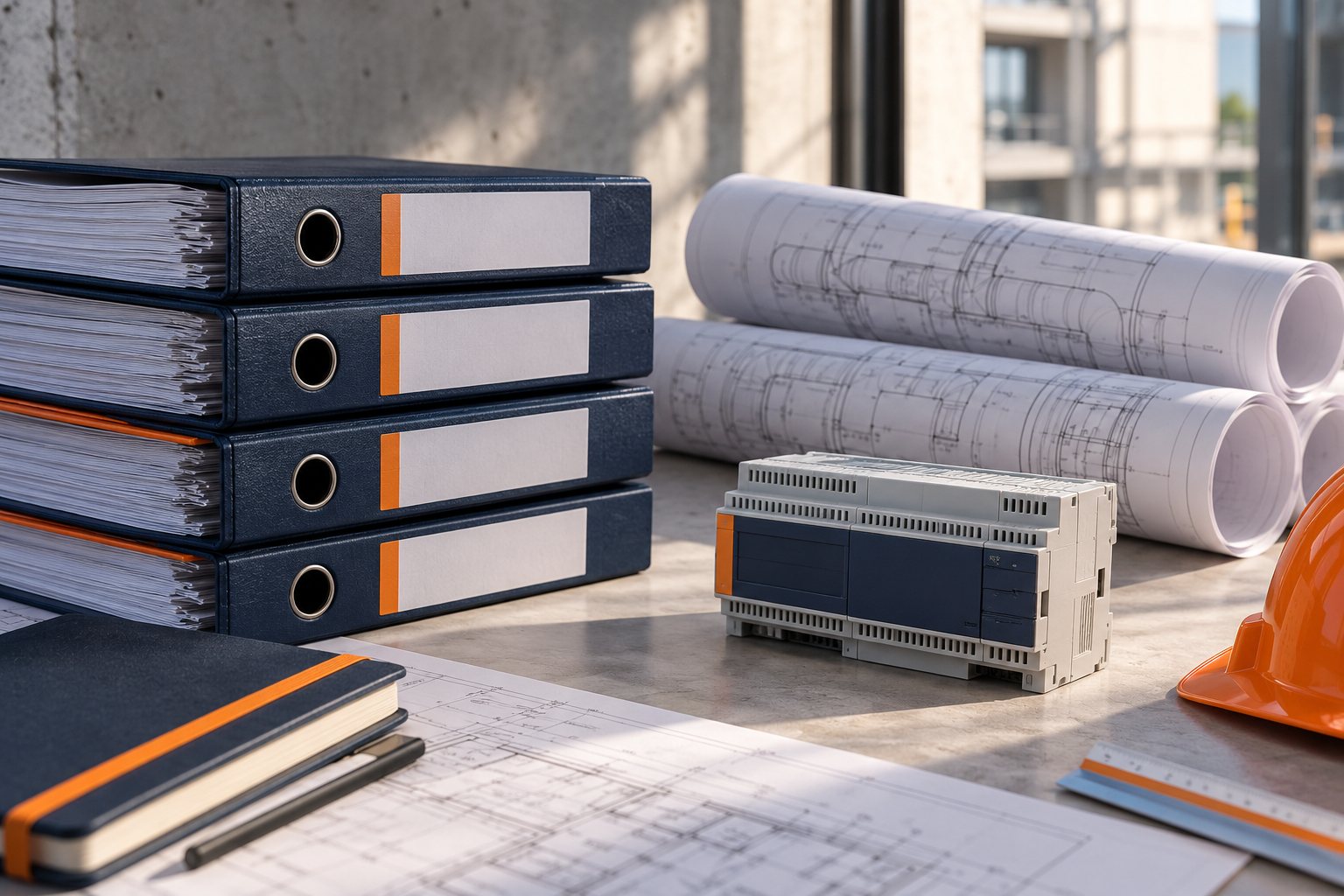 Dossier de projet GTB avec plans et fiches de réception classées